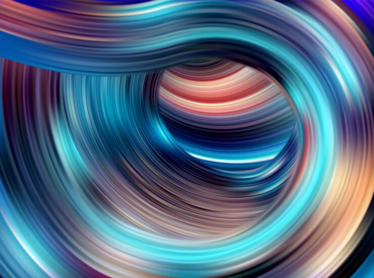 Vector colorful flow background. realistic blue wave funnel.