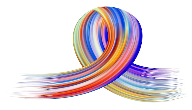 colorful flow brush stroke ribbon isolated line