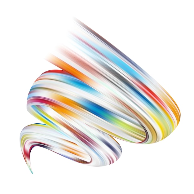 colorful flow brushstroke ribbon isolated shape on white background