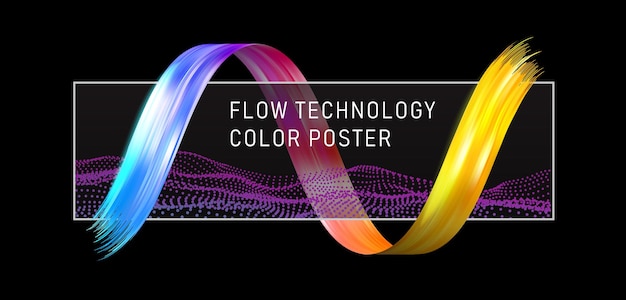 Tecnologia dei dati del poster a flusso colorato pagina di copertina per il tuo progetto di design vettore reale di sfocatura del vortice