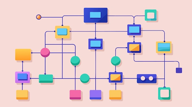 Vector colorful flowchart diagram on pastel background