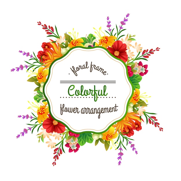 Colorful flower arrangement frame