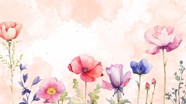 Vector colorful flower background with a watercolor effect