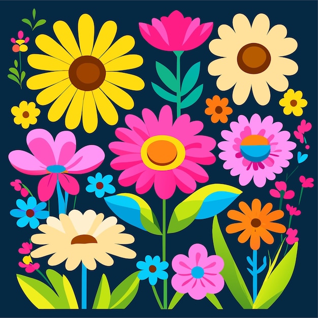 Colorful flower cartoon for summer decoration