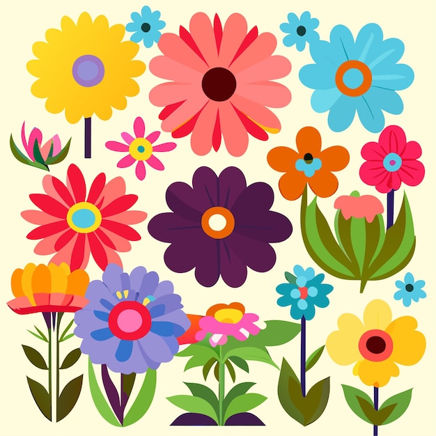 Vector colorful flower cartoon for summer decoration