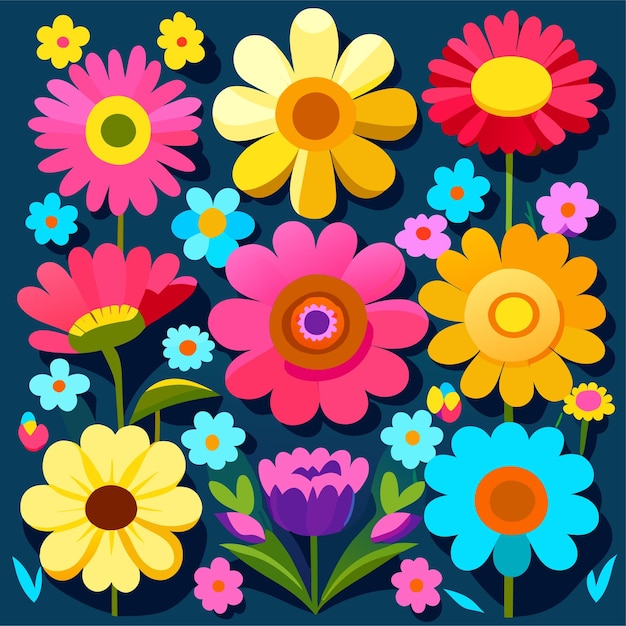 Colorful flower cartoon for summer decoration