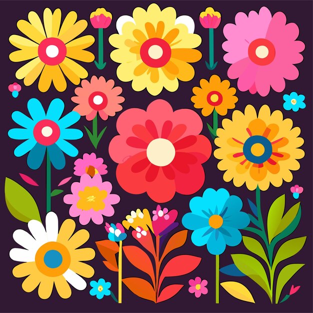 Colorful flower cartoon for summer decoration