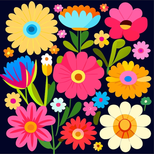 Colorful flower cartoon for summer decoration