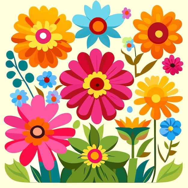 Colorful flower cartoon for summer decoration