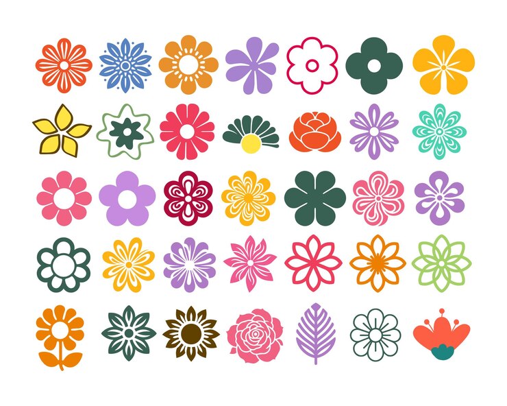 Vector colorful flower clipart set