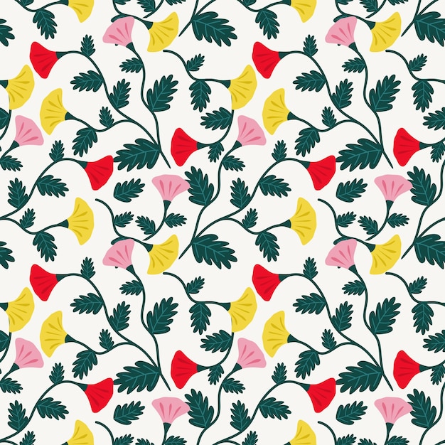 Colorful flower decorate background seamless pattern