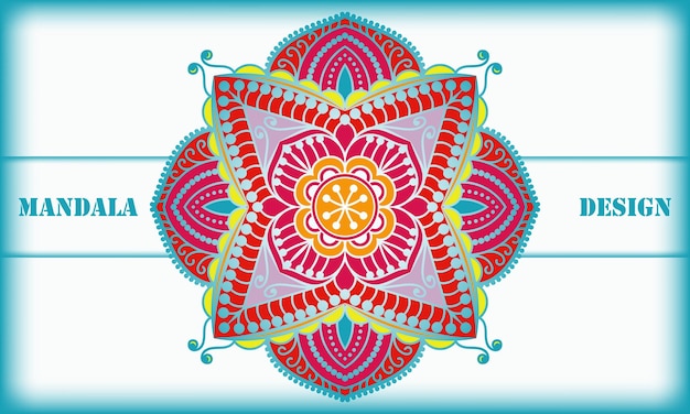 A colorful flower design with border Mandala design with background