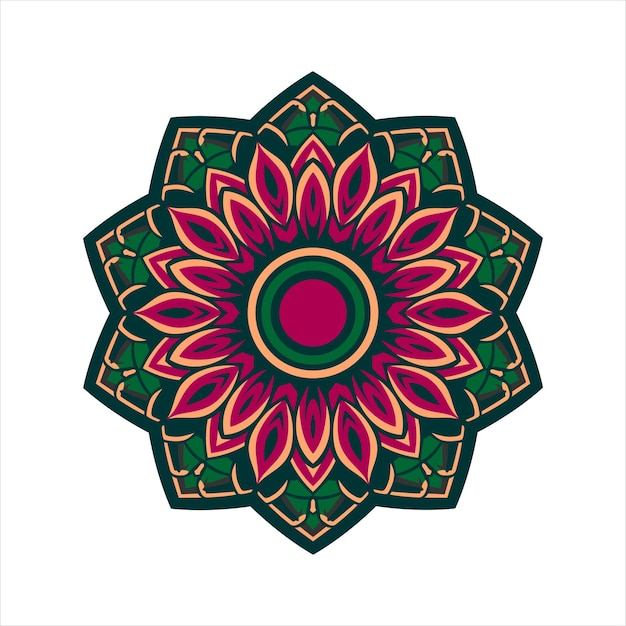 A colorful flower design with a pink center.