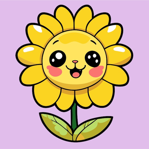 Vector colorful flower floral garden hand drawn cartoon sticker icon concept isolated illustration