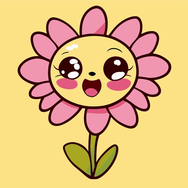 Colorful flower floral garden hand drawn cartoon sticker icon concept isolated illustration