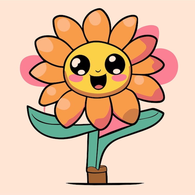 Colorful flower floral garden hand drawn cartoon sticker icon concept isolated illustration