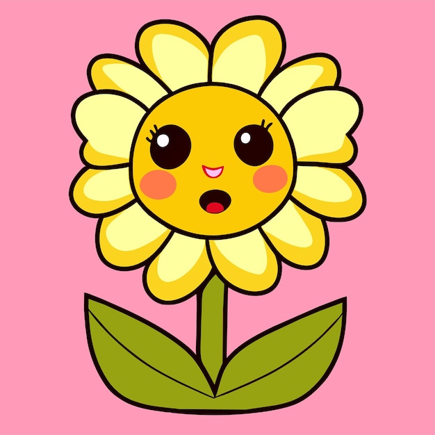 Vector colorful flower floral garden hand drawn cartoon sticker icon concept isolated illustration