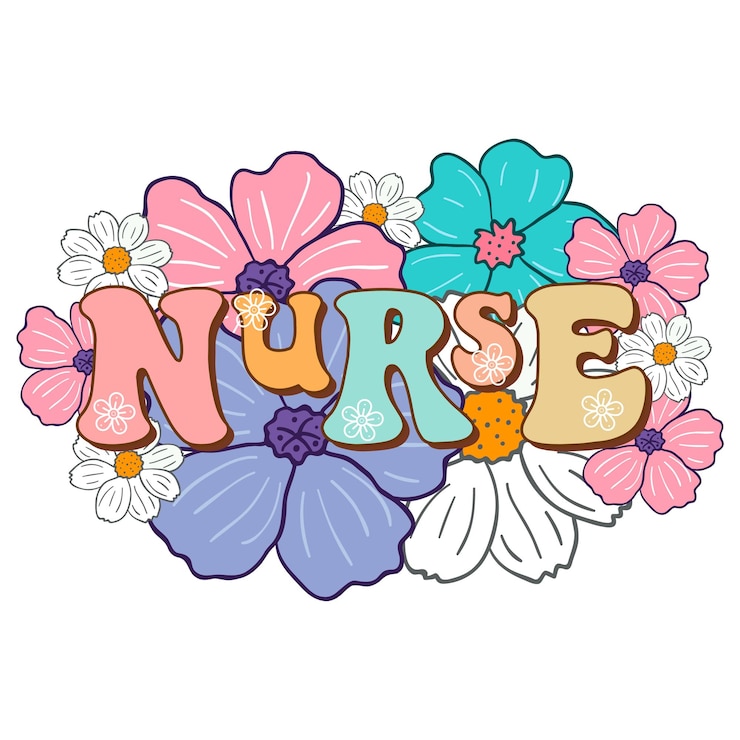 Vector a colorful flower font that says nurse on it