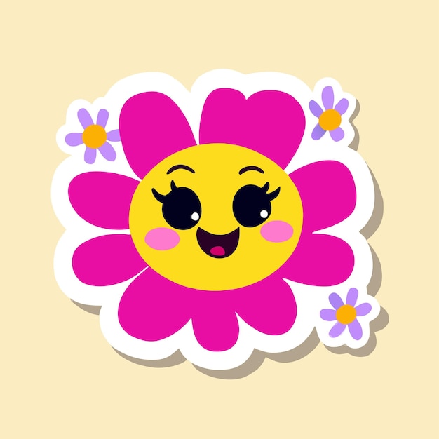 Vector colorful flower frame hand drawn flat stylish cartoon sticker icon concept isolated illustration