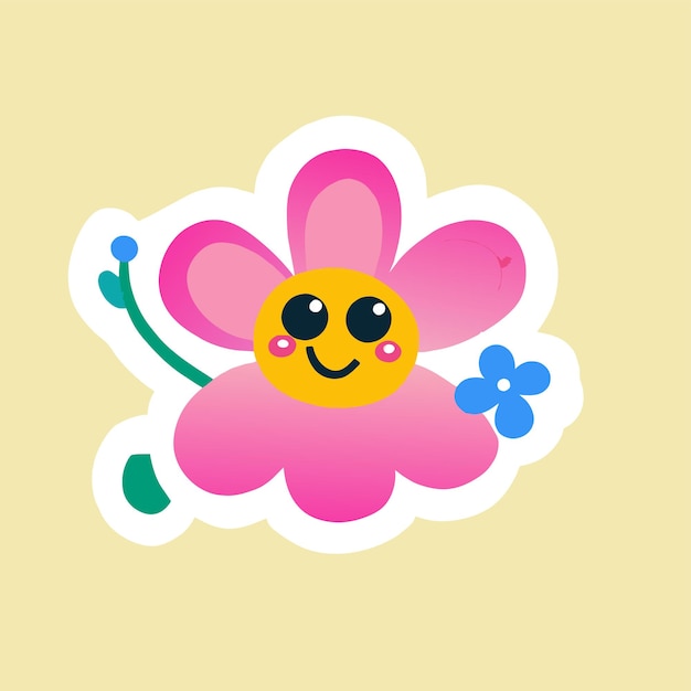 Colorful flower frame hand drawn flat stylish cartoon sticker icon concept isolated illustration