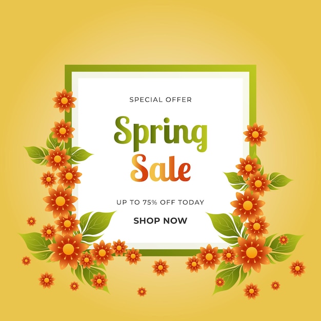 Colorful flower and leaf card design for your next spring sale