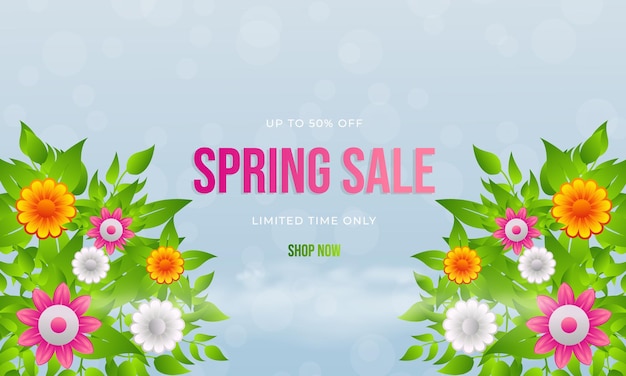 Colorful flower and leaf card design for your next spring sale