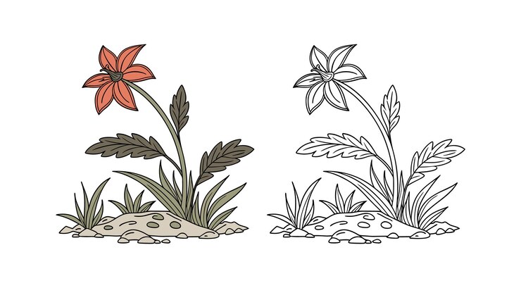 Vector 多彩的花朵和植物插图, 适合春季和自然主题的项目