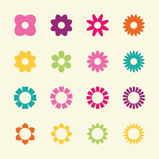 Colorful flower shape set vector illustration