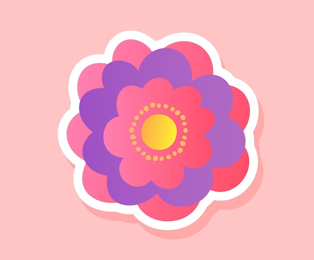 Colorful flower sticker concept