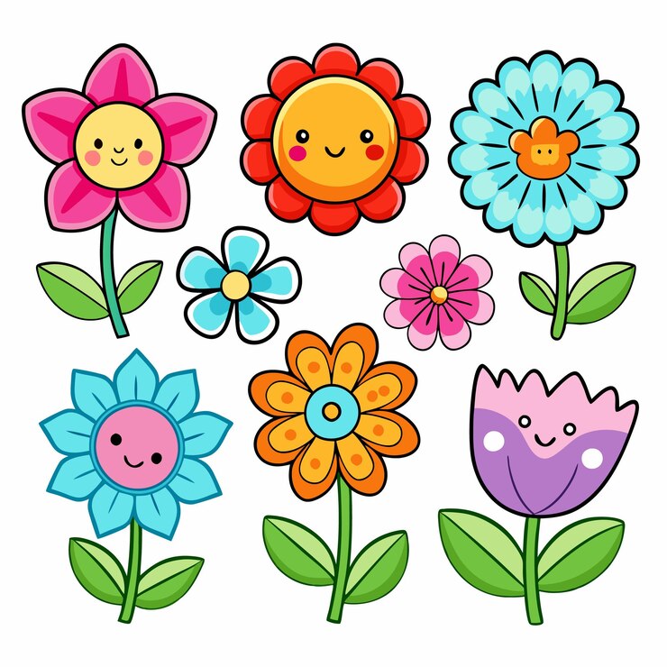 Colorful Flower Stickers Collection for Crafting and Decorating