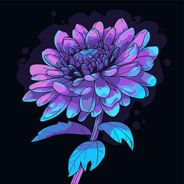 A colorful flower with a blue and purple background.