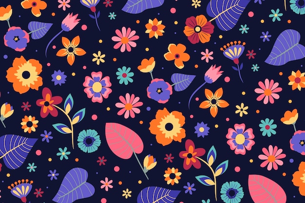 Vector colorful flowers motif pattern