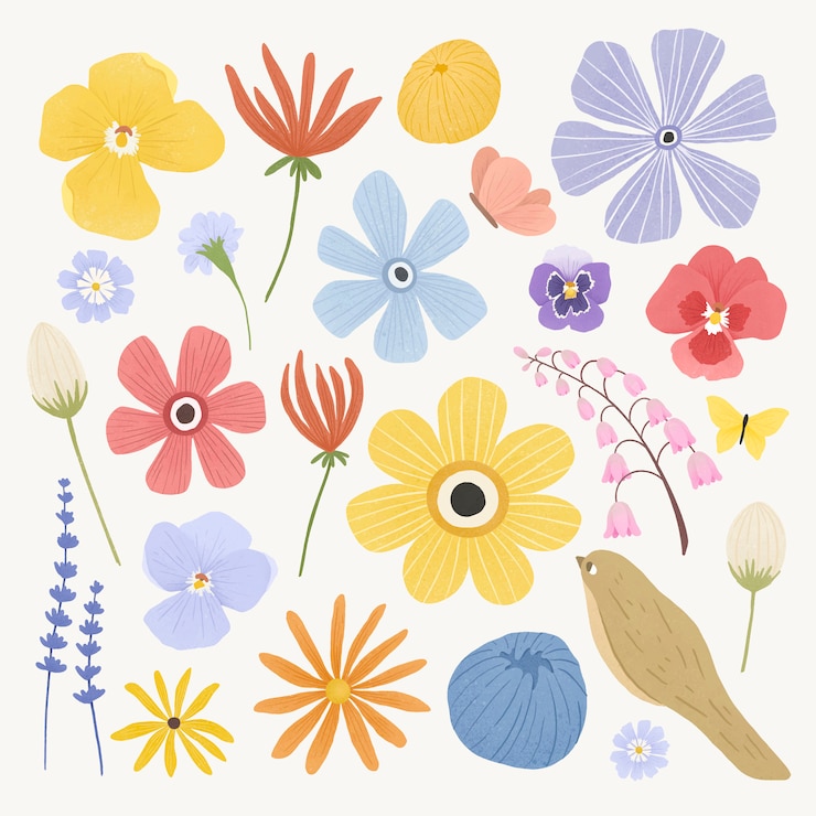 Vector 色とりどりの花パック