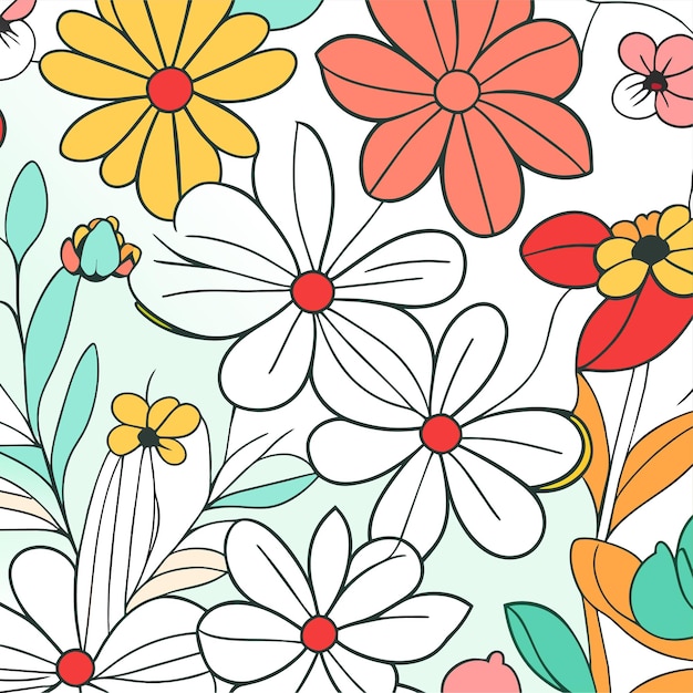 Vector colorful flowers pattern