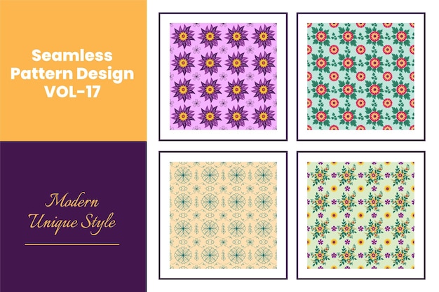 Colorful Flowers Seamless Pattern Design VOL17