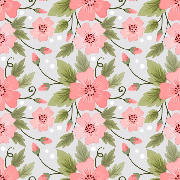 Vector colorful flowers seamless pattern for fabric textile wallpaper.