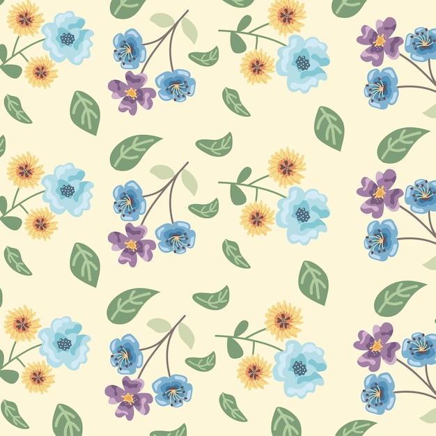 Colorful flowers seamless pattern