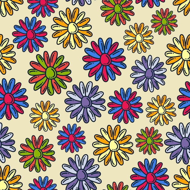 Vector colorful flowers seamless pattern