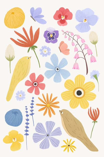 Vector colorful flowers set