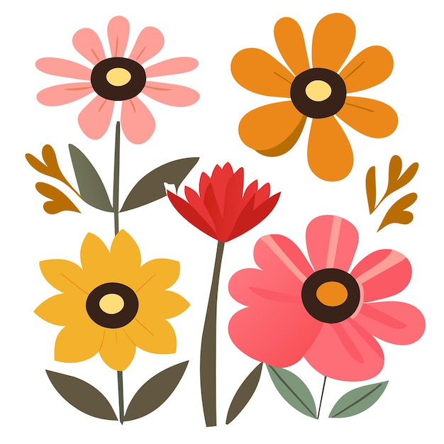 Vector colorful flowers over white background vector illustration