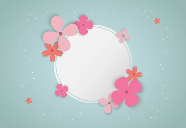 Colorful flowers with circle frame