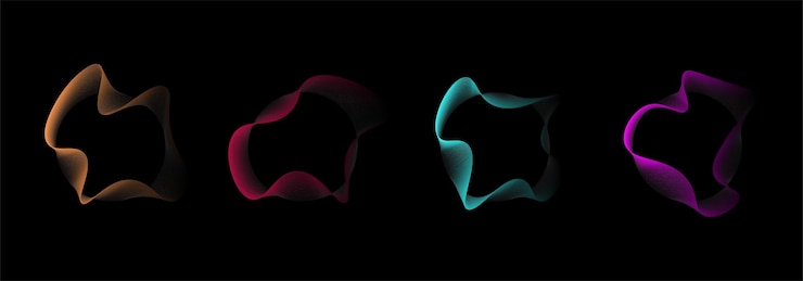 Vector colorful flowing wavy lines circle rings set