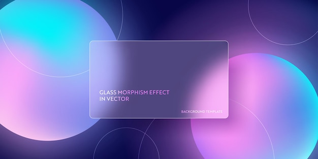 Vettore sfondo sfumato fluido colorato con morfismo di vetro. modello vettoriale design futuristico alla moda banner, poster 3d, copertina al neon minimalista, volantino sfocato in vetro. sito web geometrico, sfondo lucido dell'interfaccia utente