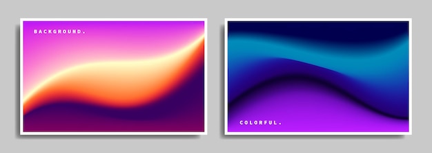 Vector colorful fluid gradient mesh background template set vibrant wavy color gradation backdrop