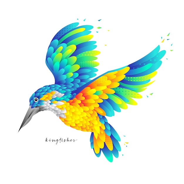 Colorful flying kingfisher