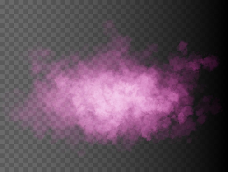 Vector colorful fog or smoke isolated transparent special effect bright vector cloudiness mist or smog back...