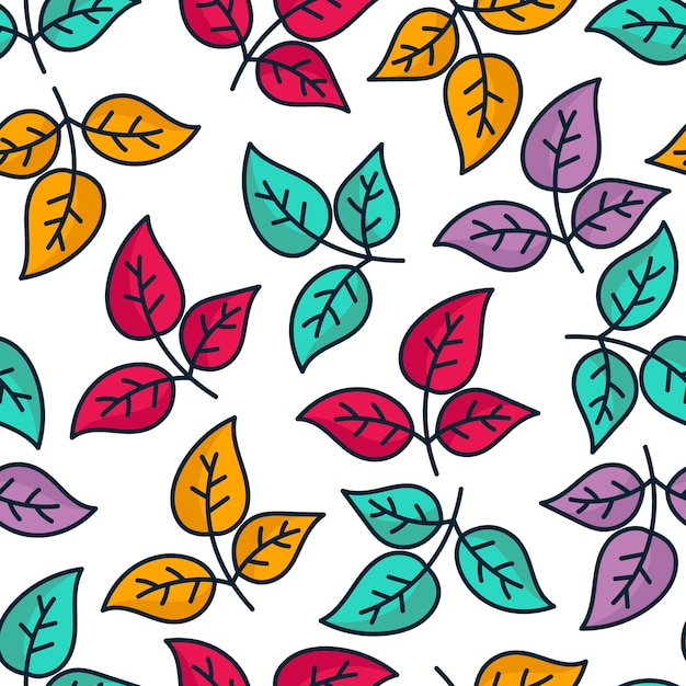 Vector colorful foliage pattern seamless background