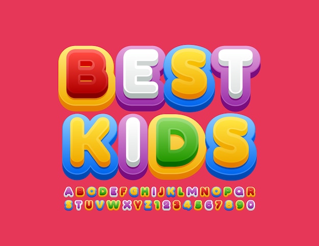 colorful Font for Children. Creative Alphabet Letters and Numbers