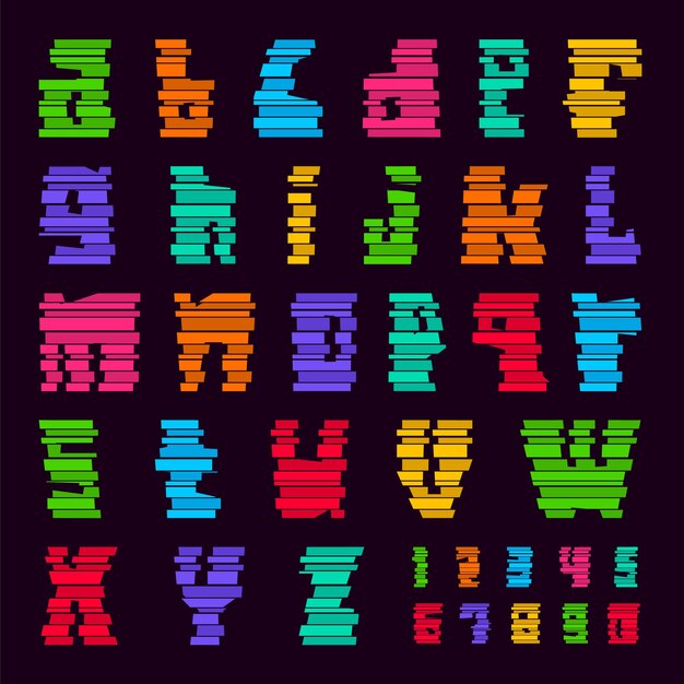 Premium Vector  Colorful font with lowercase and uppercase letters