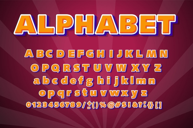 Colorful font modern typography. 3d alphabet.